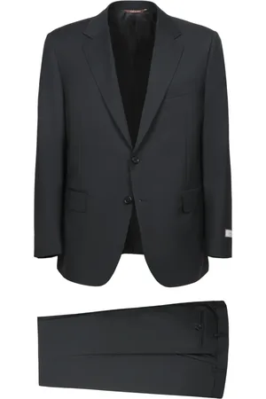 CANALI Jakkesæt, Herre, Sort, M, Uld, Elegant Sort Mohair Todelt Jakkesæt