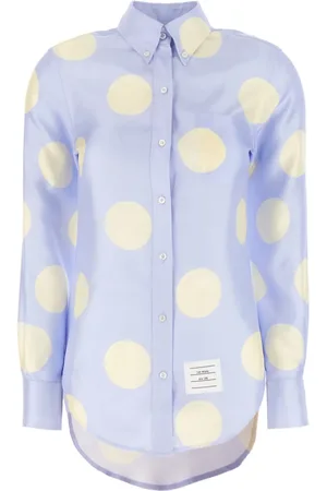 Thom Browne Bluser & Skjorter, Dame, Flerfarvet, XS, Polka-Dot Langærmet Skjorte med Knapper