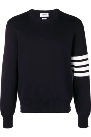 Thom Browne Strik, Herre, Blå, XL, Bomuld, 4-Bar Milano Stitch Jumper