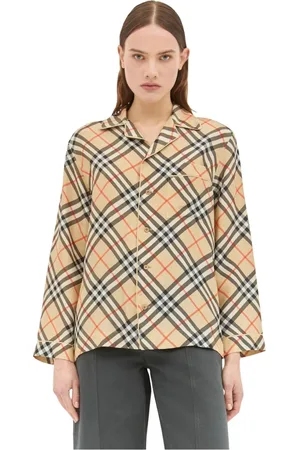 Burberry Bluser & Skjorter, Dame, , 3XS, Silke Pyjamaskjorte med tern