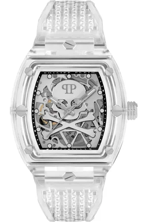 Philipp Plein Tilbehør, Herre, Grå, ONE SIZE, Nylon, Automatisk herreur The $keleton Crystal