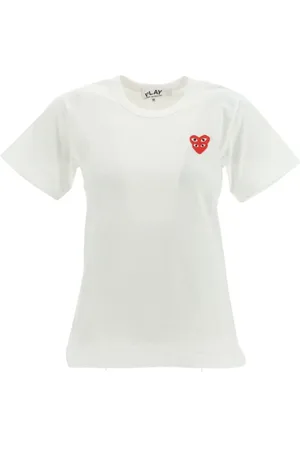 Comme des Garçons Top, Dame, Hvid, XS, Bomuld, Heart Patch T-shirt