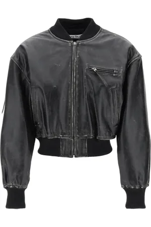 Acne Studios Jakke, Dame, Sort, S, Læder, Aged Leather Bomber Jacket