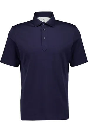 Brunello Cucinelli Top, Herre, Blå, L, Bomuld, Bomulds Polo Shirt