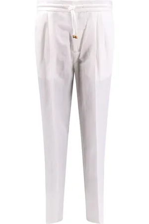 Brunello Cucinelli Bukser, Herre, Hvid, L, Bomuld, Linen Cotton Drawstring Bukser