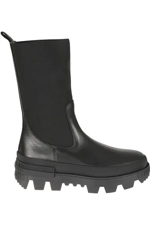 Moncler Sko, Dame, Sort, 37 1/2 EU, Læder, Læder Logo Støvler