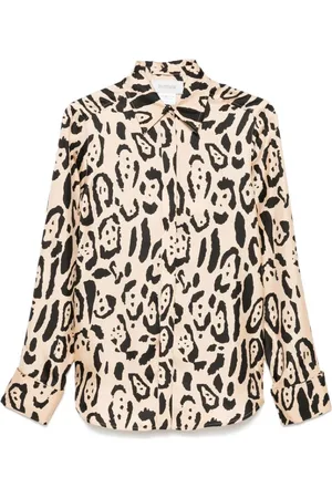 Sportmax Bluser & Skjorter, Dame, Flerfarvet, S, Uld, Graphic Print Button-Up Skjorte