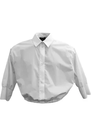 Emporio Armani Bluser & Skjorter, Dame, Hvid, M, Bomuld, Klassisk hvid skjorte med talje flæse