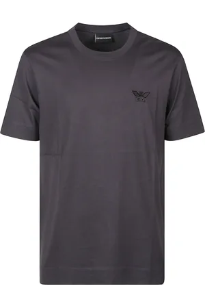 Emporio Armani Top, Herre, Grå, L, Bomuld, Embroidered Logo Tee