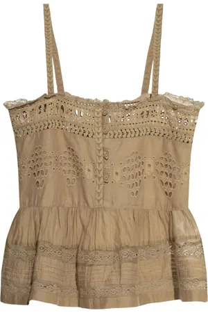 Isabel Marant Top, Dame, , S, Broderet Khaki Top med Stropper