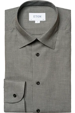 Eton Skjorte, Herre, Grøn, M, Bomuld, Contemporary Skjorte