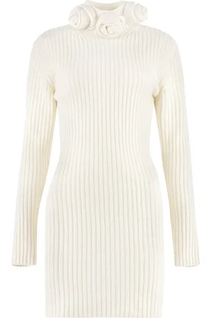 BLUMARINE Kjole, Dame, , M, Uld, Blomstret uldkjole med stående krave