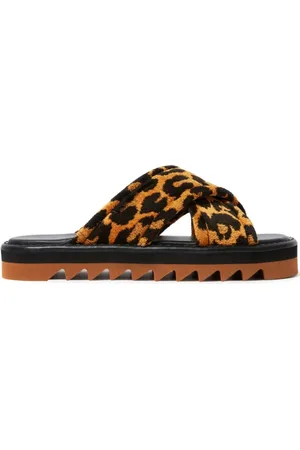 Stella McCartney Sko, Dame, Brun, 36 EU, Bomuld, Leopard Print Sandaler med Åben Tå