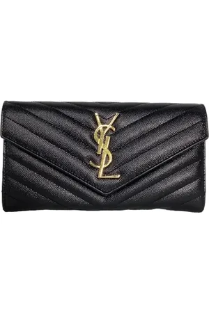 Saint Laurent Pre-owned, Dame, Sort, ONE SIZE, Uld, Pre-owned Laeder punge