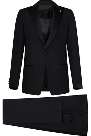 LARDINI Jakkesæt, Herre, Sort, S, Uld, Single Breasted Suit Sæt