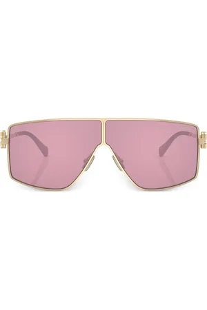 Miu Miu Tilbehør, Dame, Gul, 69 MM, Uld, Guld Solbriller med Original Etui