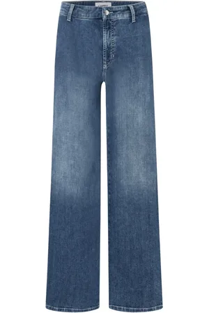 Cambio Jeans, Dame, Blå, XS, Wide Jeans med Sidestriber