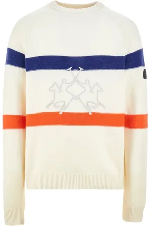 La Martina Strik, Herre, Hvid, M, Uld, Crewneck Logo Sweater