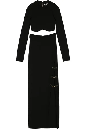 Elisabetta Franchi Kjole, Dame, Sort, L, Skinnende Viscose Nederdel og Top med Manchetknap-knapper