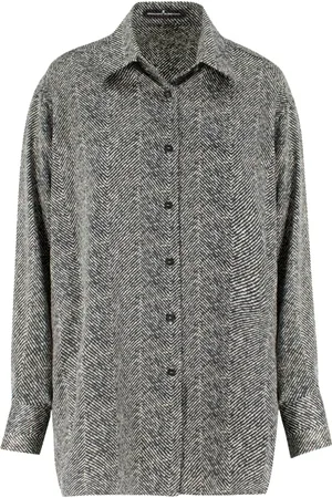 ERMANNO SCERVINO Bluser & Skjorter, Dame, Flerfarvet, XS, Luksuriøs Silkeskjorte med Zigzag-mønster