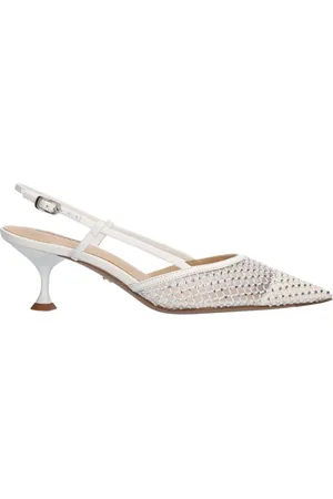 Lola Cruz Sko, Dame, Hvid, 40 EU, Læder, Hvide lædersandaler med slingback og rhinsten