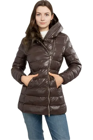 EA7 Jakke, Dame, Brun, XL, Uld, Quiltet jakke med delikat glans