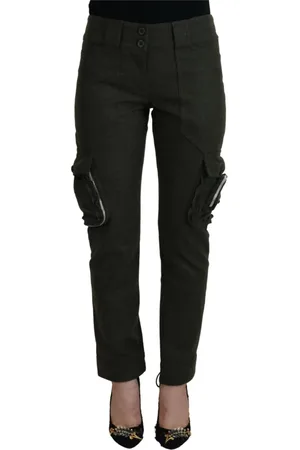 ERMANNO SCERVINO Bukser, Dame, Grøn, S, Uld, Grønne tapered bukser med snøre ved benene