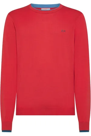 sun68 Strik, Herre, Rød, M, Bomuld, Rød Bomulds Langærmet Sweater