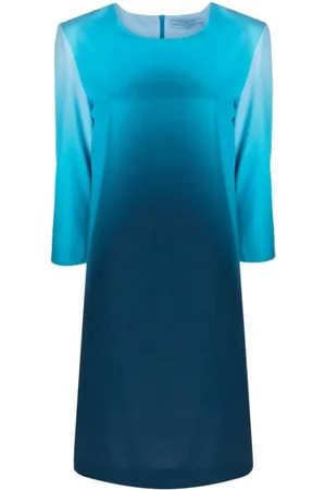 ERMANNO SCERVINO Kjole, Dame, Blå, XL, Gradient-Print Kort Kjole