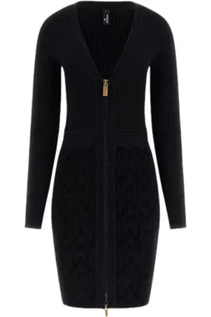 Guess Kjole, Dame, Sort, 2XL, Uld, Chenille Allover Sort Kjole