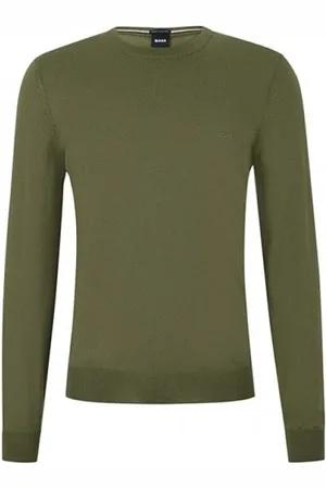 HUGO BOSS Strik, Herre, Grøn, S, Uld, Uld Crewneck Sweater