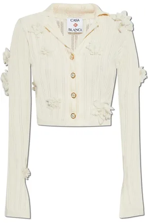 Casablanca Strik, Dame, Hvid, S, Bomuld, Cardigan med lapper