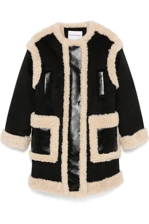 Stand Studio Jakke, Dame, Sort, M, Uld, Sort Faux Sheepskin Jakke