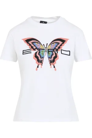 Etro Top, Dame, Hvid, L, Bomuld, T-shirt med sommerfugleprint, hvid