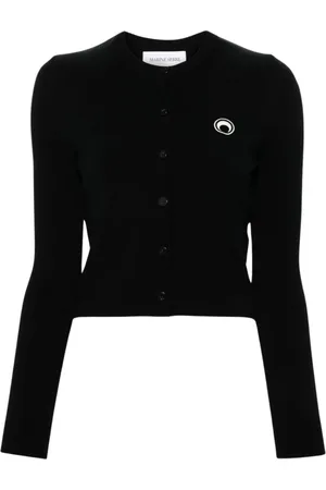 Marine Serre Strik, Dame, Sort, M, Sort Crescent Moon Cardigan