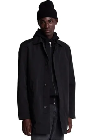 Lyle & Scott Frakke, Herre, Sort, XL, Polyester, Tonal Eagle Mid-Length Car Coat