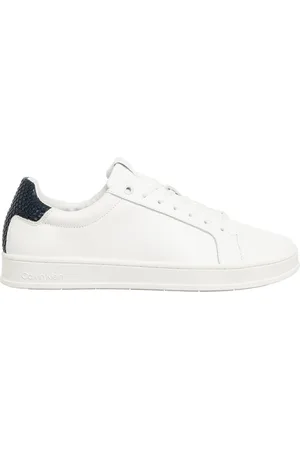 Calvin Klein Sko, Herre, Hvid, 44 EU, Læder, Plain Lace-Up Sneakers