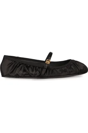Dolce & Gabbana Sko, Dame, Sort, 39 EU, Satin, Justerbar Strop Satin Ballet Flats