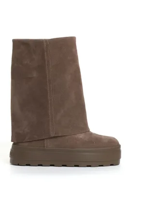 Casadei Sko, Dame, , 38 EU, Suede, Taupe Suede Wedge Ankelstøvle
