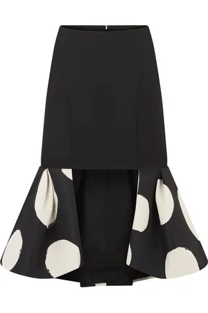 Nina Ricci Nederdel, Dame, Sort, L, Double-flounce Midi Skirt