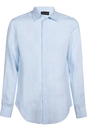 Emporio Armani Skjorte, Herre, Blå, 3XL, Clic Linen Shirt