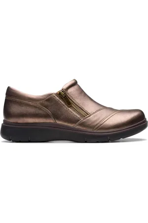 Clarks Sko, Dame, Brun, 37 1/2 EU, Læder, Dame Loafers Sko med Bred Pasform