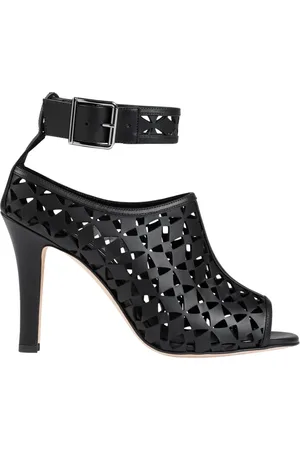 Manolo Blahnik Sko, Dame, Sort, 36 EU, Læder, Sort lædersandal med laserskæring