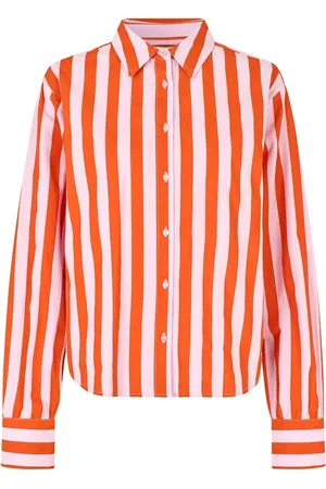 Lollys Laundry Bluser & Skjorter, Dame, Rød, 2XL, Stribet Langærmet Skjorte
