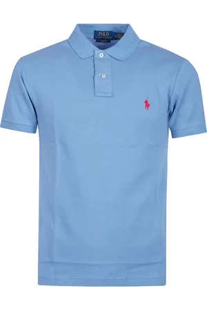 Ralph Lauren Top, Herre, Blå, L, Uld, Slim Polo Shirt, Kortærmet, Stilfuld