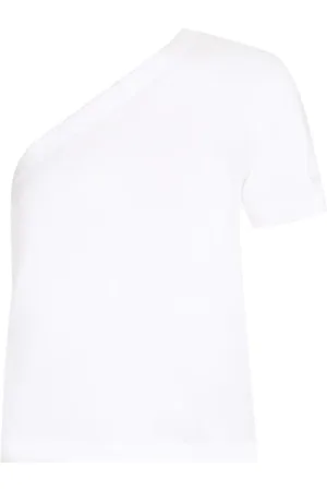 Calvin Klein Top, Dame, Hvid, XS, Bomuld, One Shoulder Bomuldstop