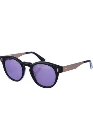 Calvin Klein Tilbehør, Herre, Sort, ONE SIZE, Cirkulære acetat solbriller med metaldetaljer