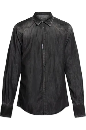 Dsquared2 Skjorte, Herre, Sort, M, Denim, Denimskjorte med vintage-effekt