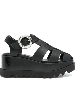 Stella McCartney Sko, Dame, Sort, 39 EU, Sort bur-sandaler med rem om anklen