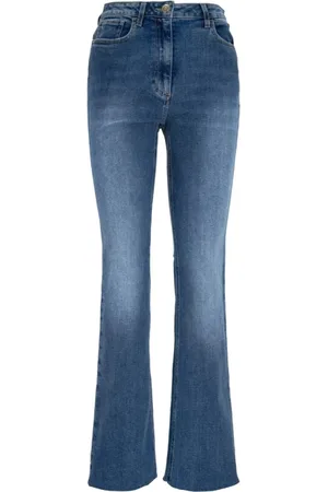 Elisabetta Franchi Jeans, Dame, Blå, W27, Bomuld, Gold Button Zipper Skinny Jeans